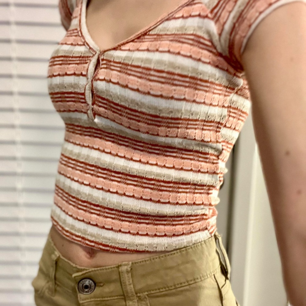 Fitz + Eddi Striped Henley Top Buckle size xxs